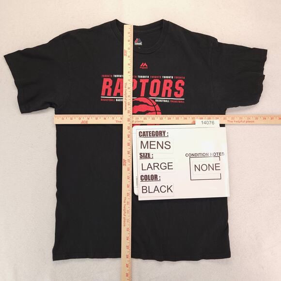 Majestic Toronto Raptors Crew Neck Basketball T Shirt Mens Size Large L Black - Picture 5 of 9